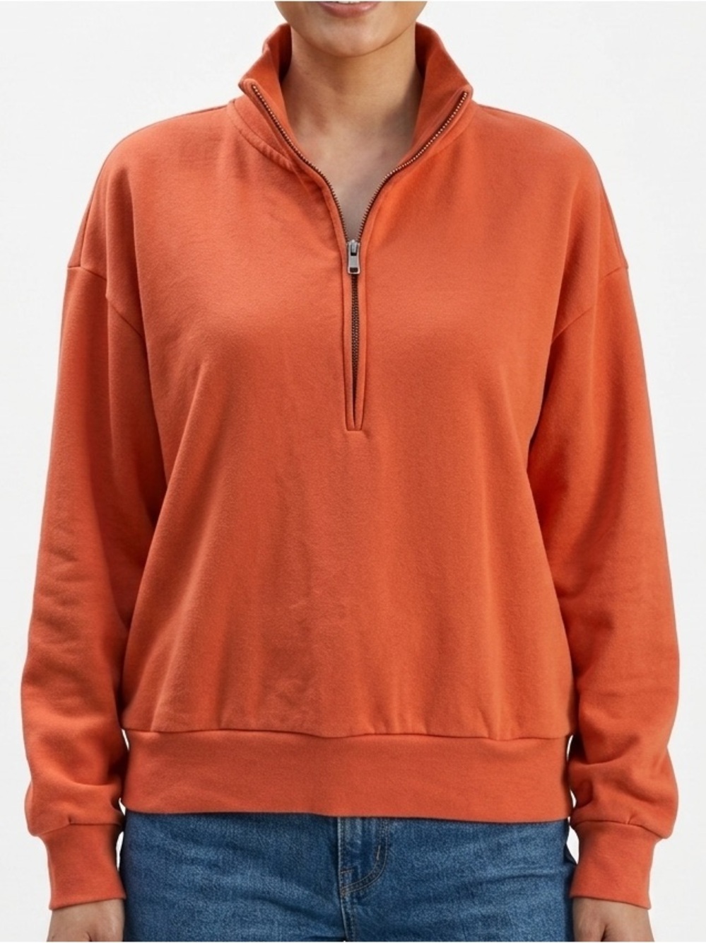 Gap Flamingo 3/4 Zip Sweat Shirt Funnel Sport Pullover Athleisure Wear Melon L